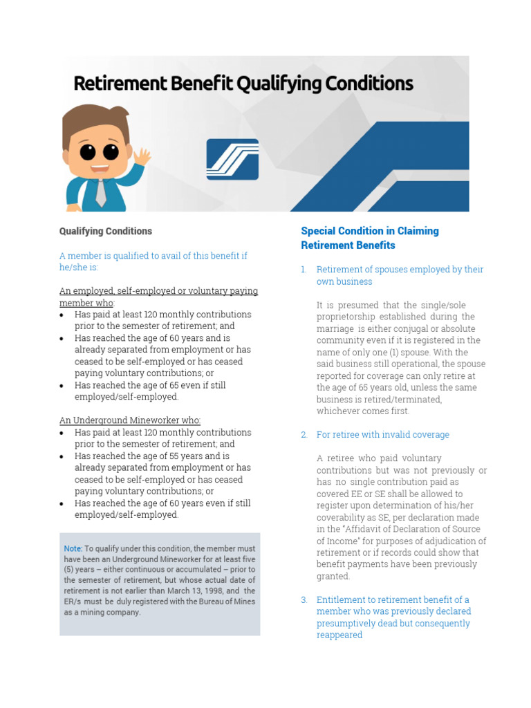 Retirement Qualifying Conditions | PDF | Pension | Retirement