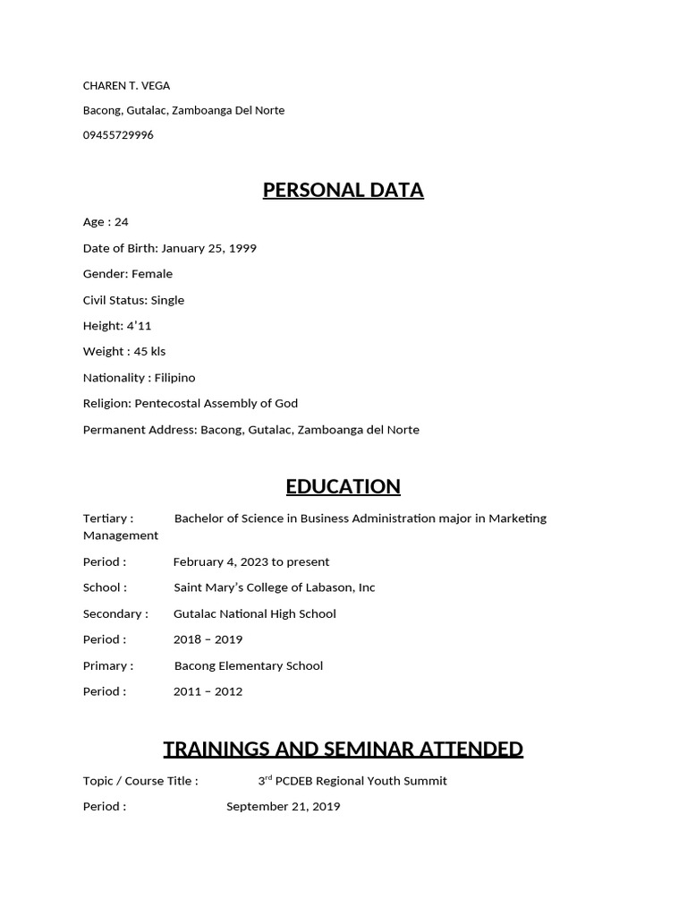Marketing Student Profile | PDF | Wellness