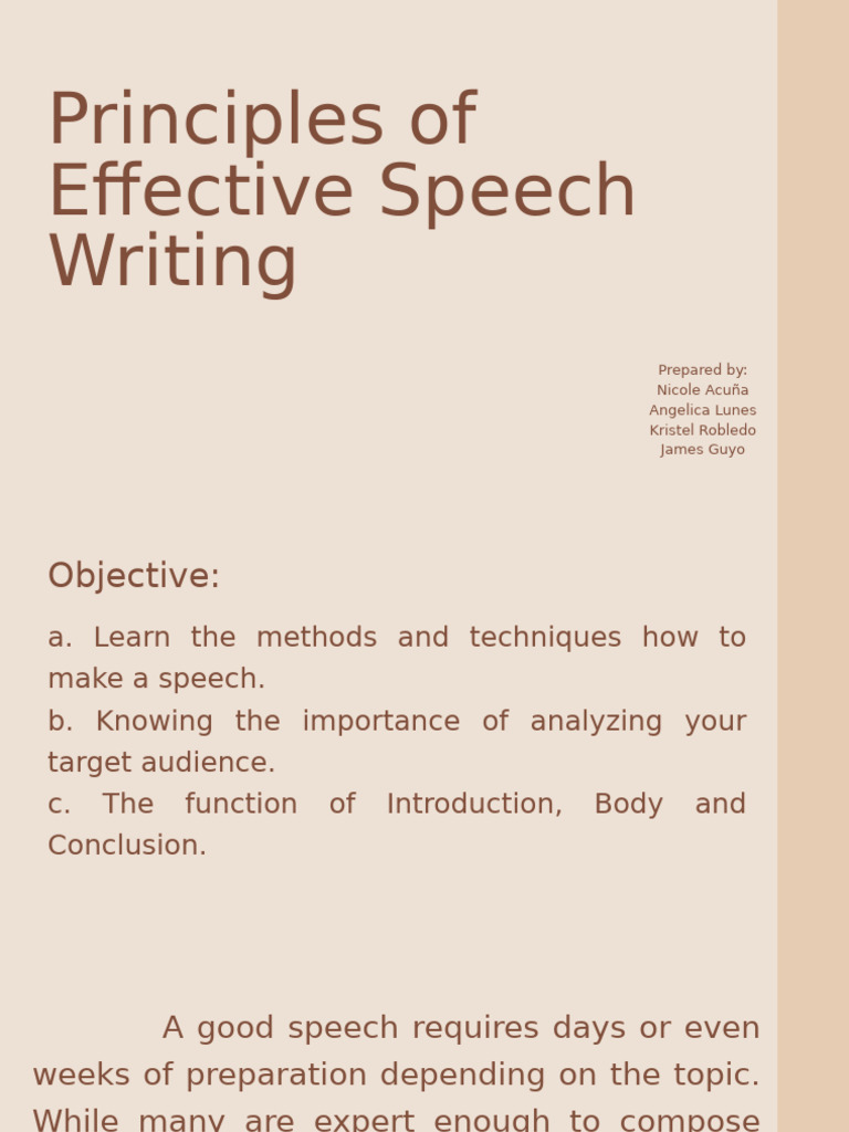 Effective Speech Writing Principles | PDF | Jargon | Linguistics