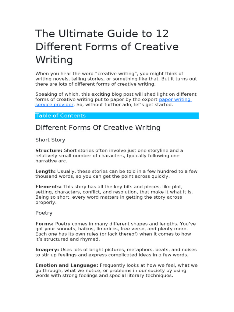 Types Writing With Exampes | PDF | Poetry