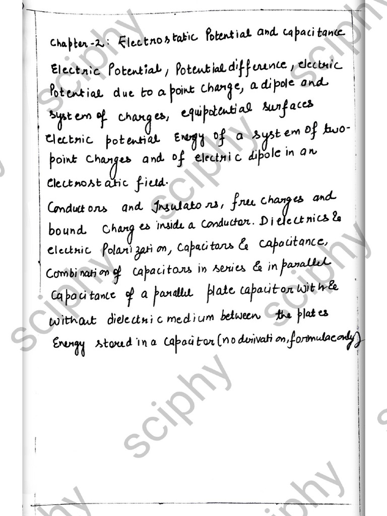 Electrostatic Potential Capacitance Pdf