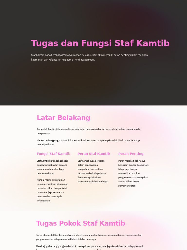 Tugas dan Fungsi Staf Kamtib Lapas | PDF