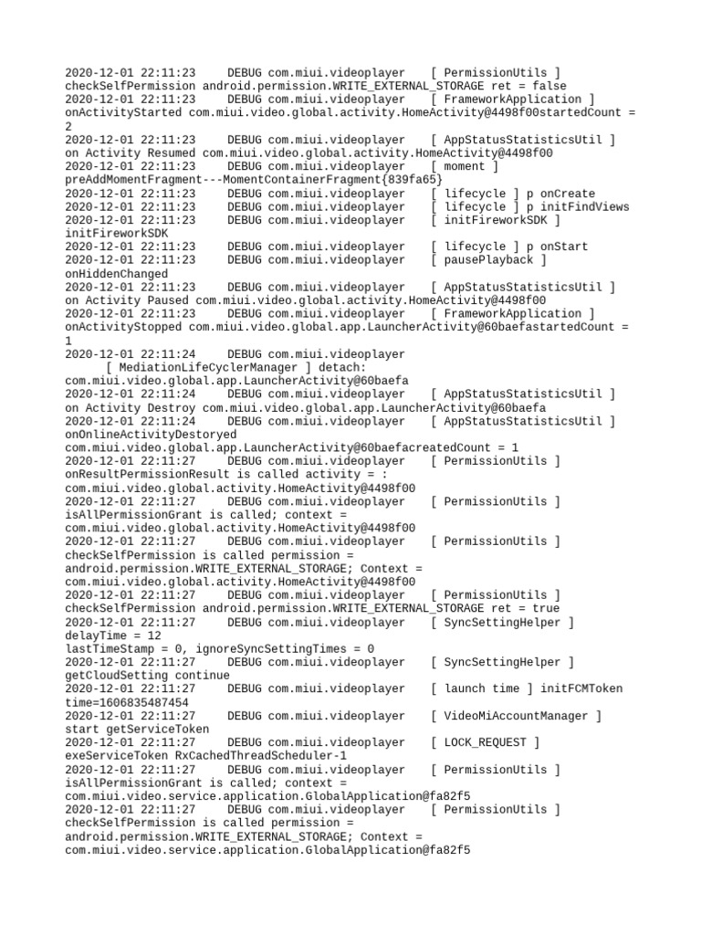 MIUI Video Player Debug Log Analysis | PDF | Multimedia | Software