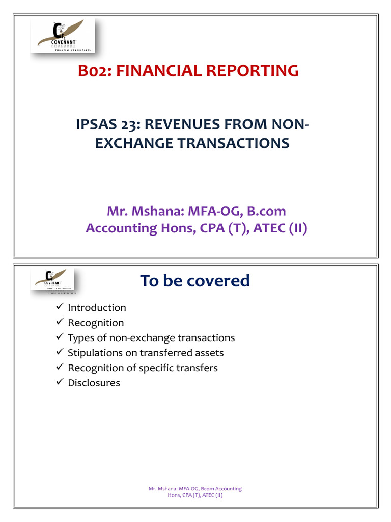 IPSAS 23: Non-Exchange Revenue Guide | PDF | Taxes | Taxpayer