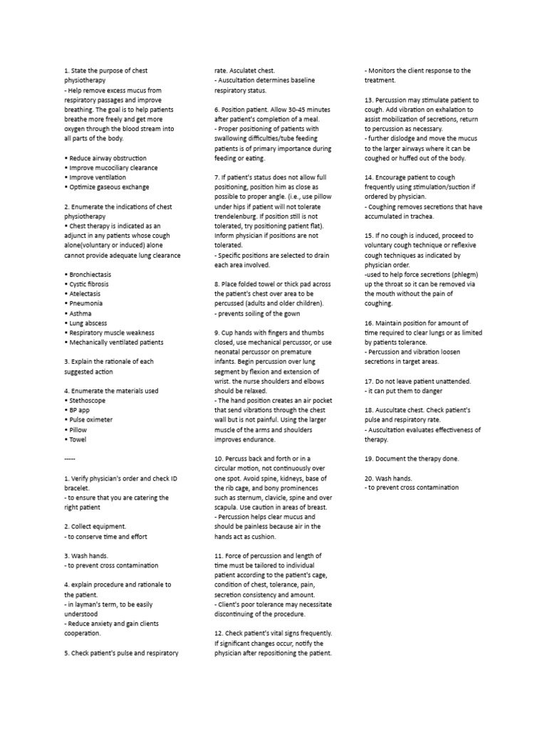 Chest Physiotherapy Pdf Respiratory Tract Cough