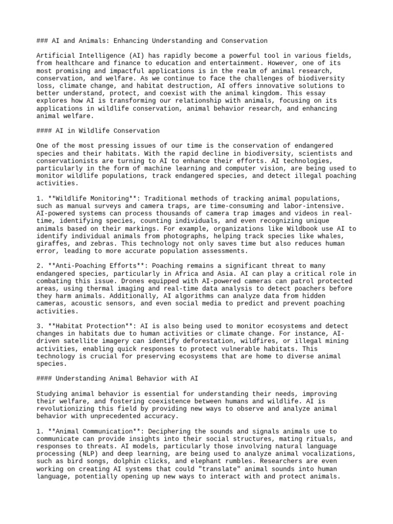AI Innovations in Animal Conservation | PDF | Artificial Intelligence ...