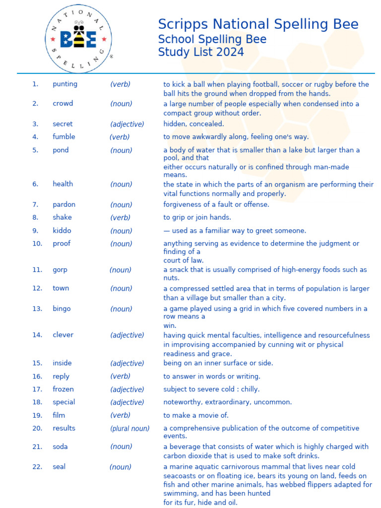 Spelling Bee Reviewer Ver. 01, Book2 | PDF | Adjective | Noun