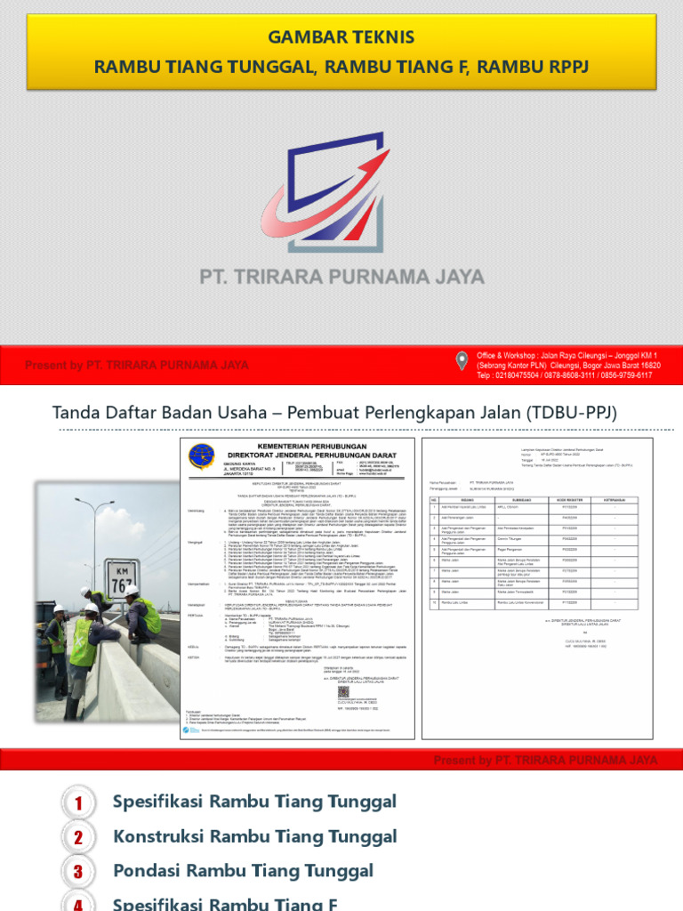 Gambar Teknis Rambu Tiang Tunggal, Rambu Tiang F, Rambu RPPJ | PDF