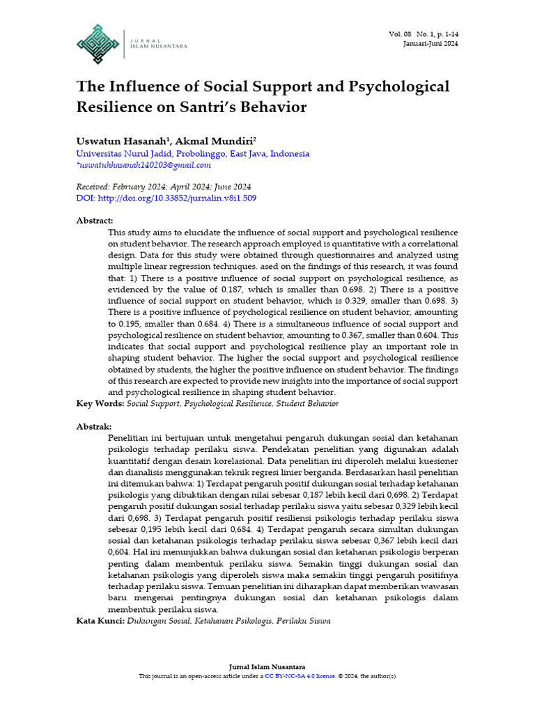 509 1517 1 PB | PDF | Social Support | Psychological Resilience