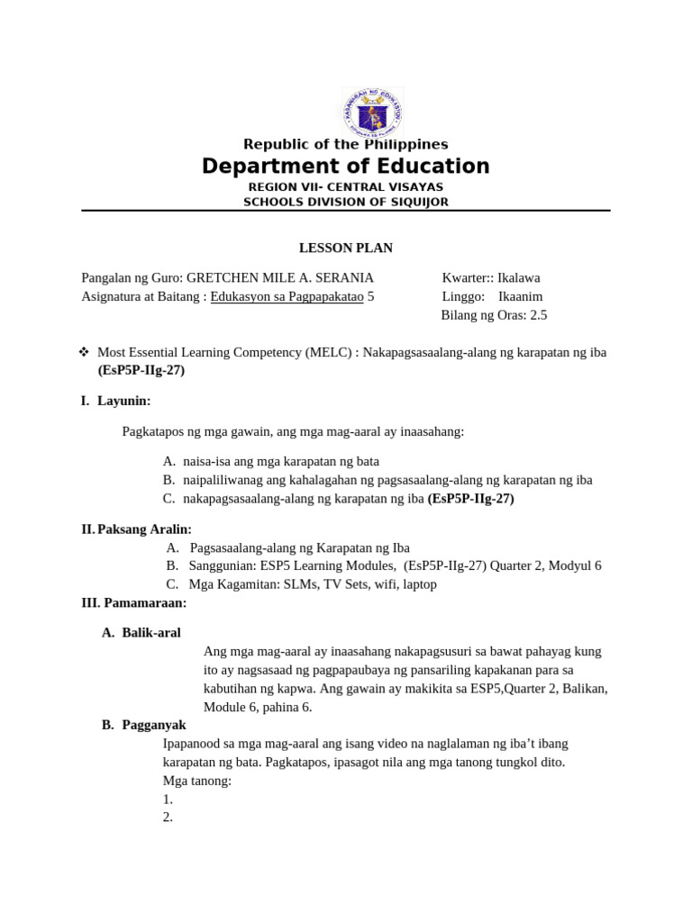 EsP 5 - Module 6 | PDF