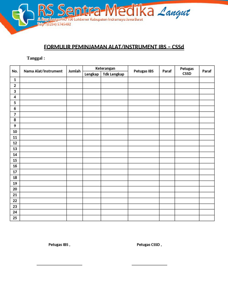 Form peminjaman alat cssd ke ibs pdf