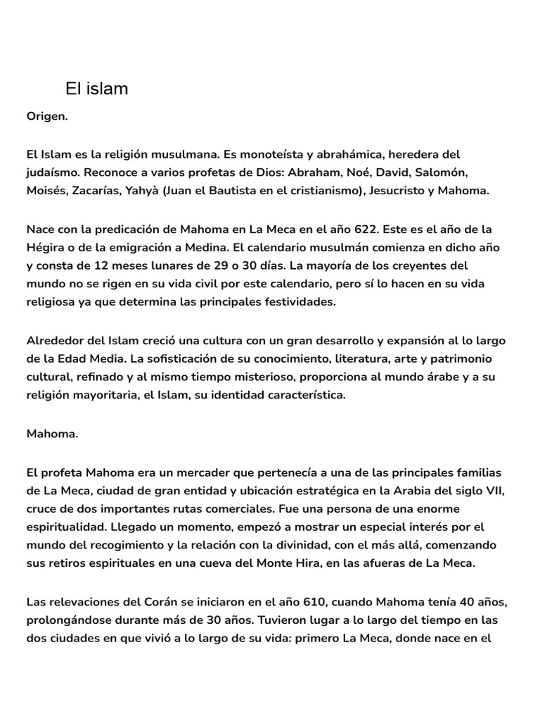 Introducción al Islam y sus principios | PDF | Mezquita | Mahoma