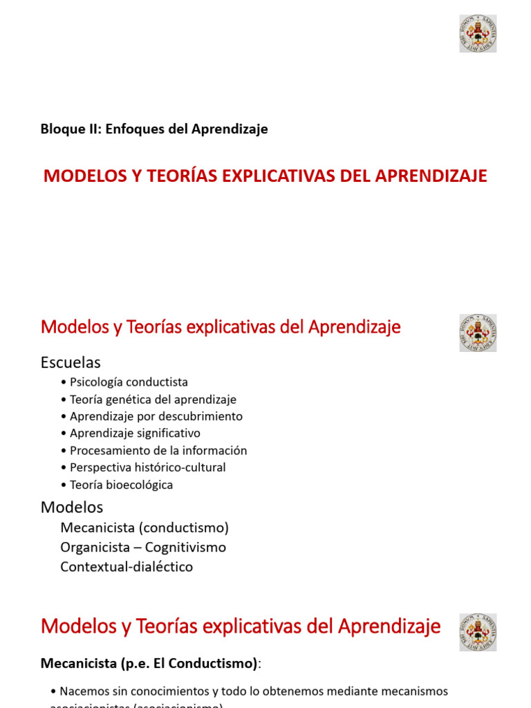 II. Modelos y Teorías Del Aprendizaje | PDF | Aprendizaje | Behaviorismo