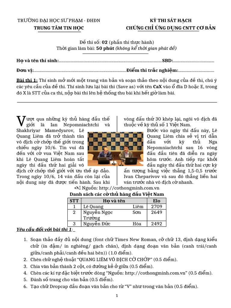 Thi TH 02 | PDF