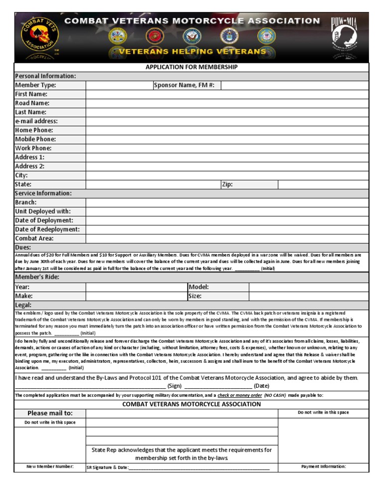 CVMA Membership Application Guidelines | PDF | Veteran | Government