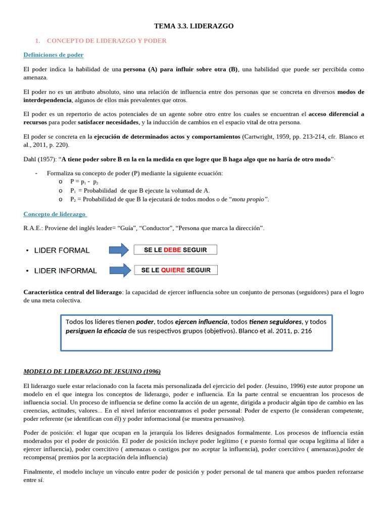 Tema 3.3 | PDF | Poder (social y político) | Liderazgo