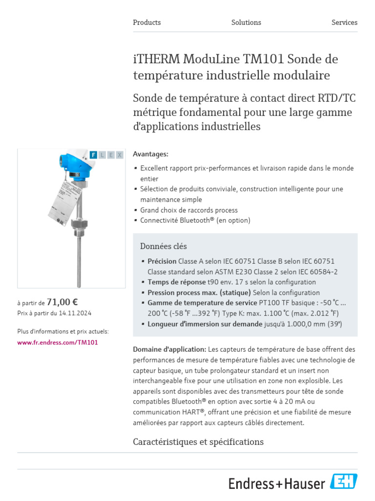 Endress-Hauser iTHERM ModuLine TM101 FR | PDF