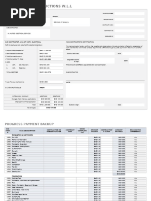 11. Contractor Progress Payment Template