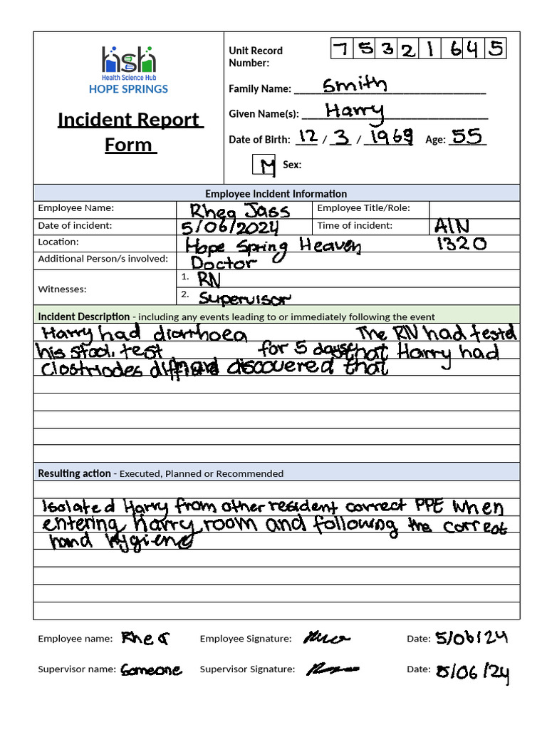 Hope Springs Incident Report Form | PDF | Social Science