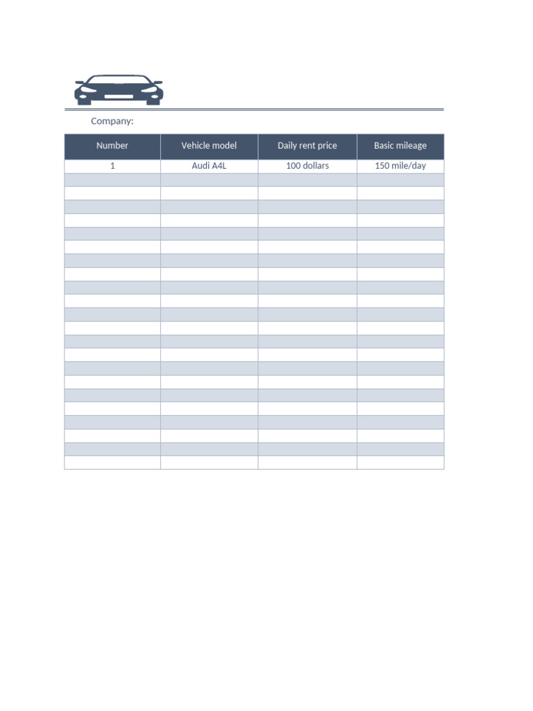 Vehicle Rental Quotation Form | PDF