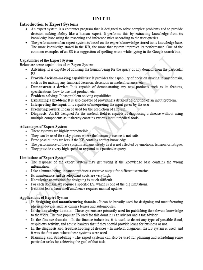 Overview of Expert Systems and Their Components | PDF | Logic ...