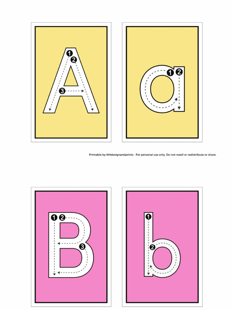 Pastel Alphabet Tracing Matching Flashcards 2 Per Page (Ready to Print