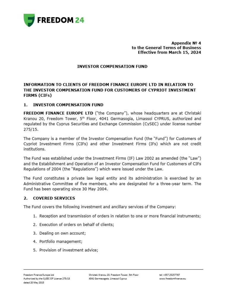 Appendix 4 Investor Compensation Fund | PDF | Derivative (Finance ...