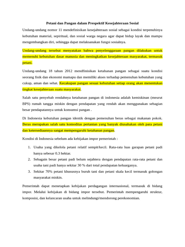 Kesejahteraan Petani dan Ketahanan Pangan | PDF | Kesehatan Holistik
