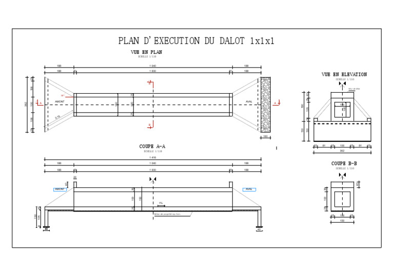 Plan d'exécution du dalot 1x1x1 | PDF