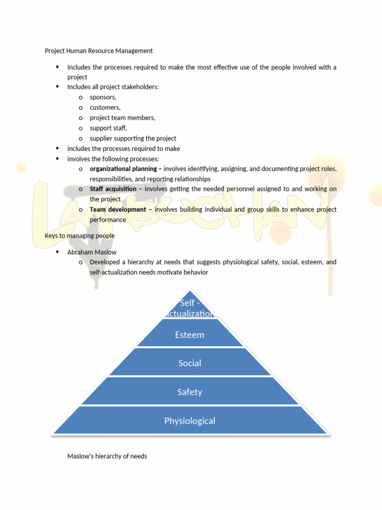 Project Human Resource Management | PDF | Applied Psychology ...
