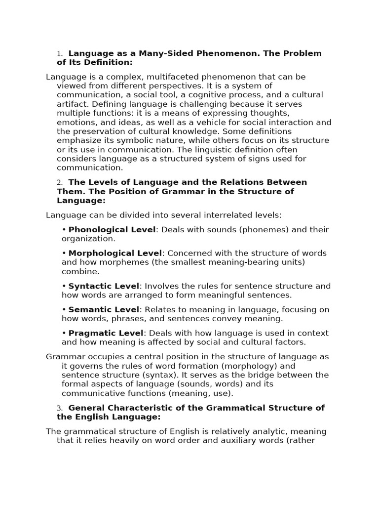 Understanding Language Structure and Grammar | PDF | Grammatical Gender ...