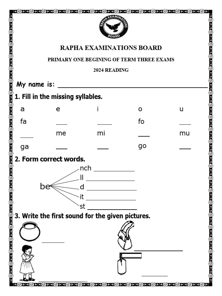 Missing Syllables in Reading Exam | PDF