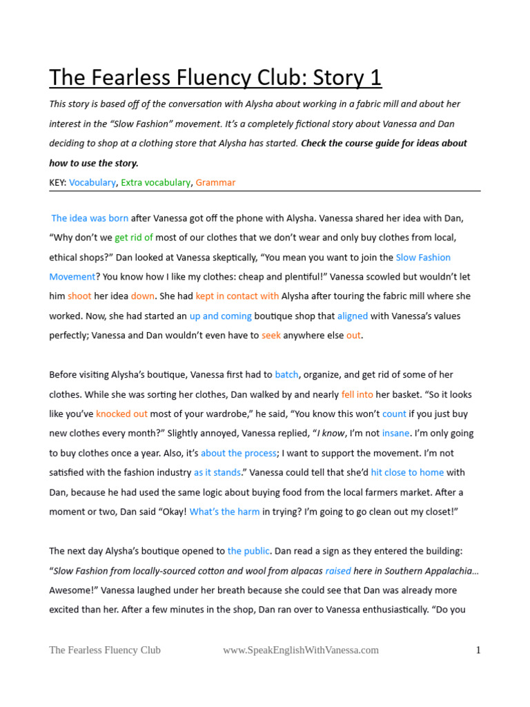 The Story - Fashion - The Fearless Fluency Club | PDF | Clothing | Fashion