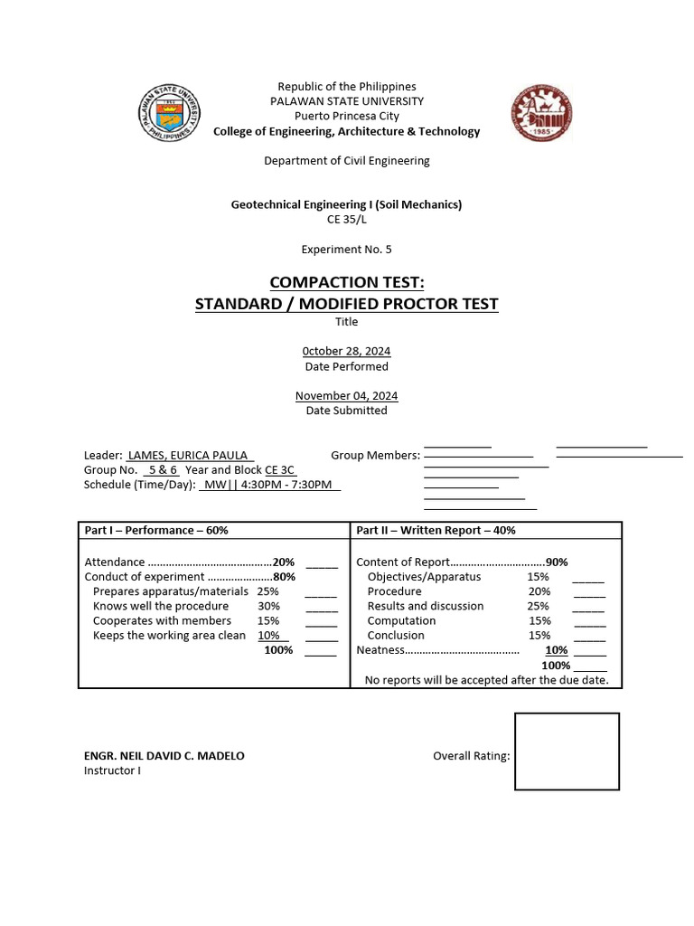Laboratory 5 Compaction Test | PDF | Earth Sciences