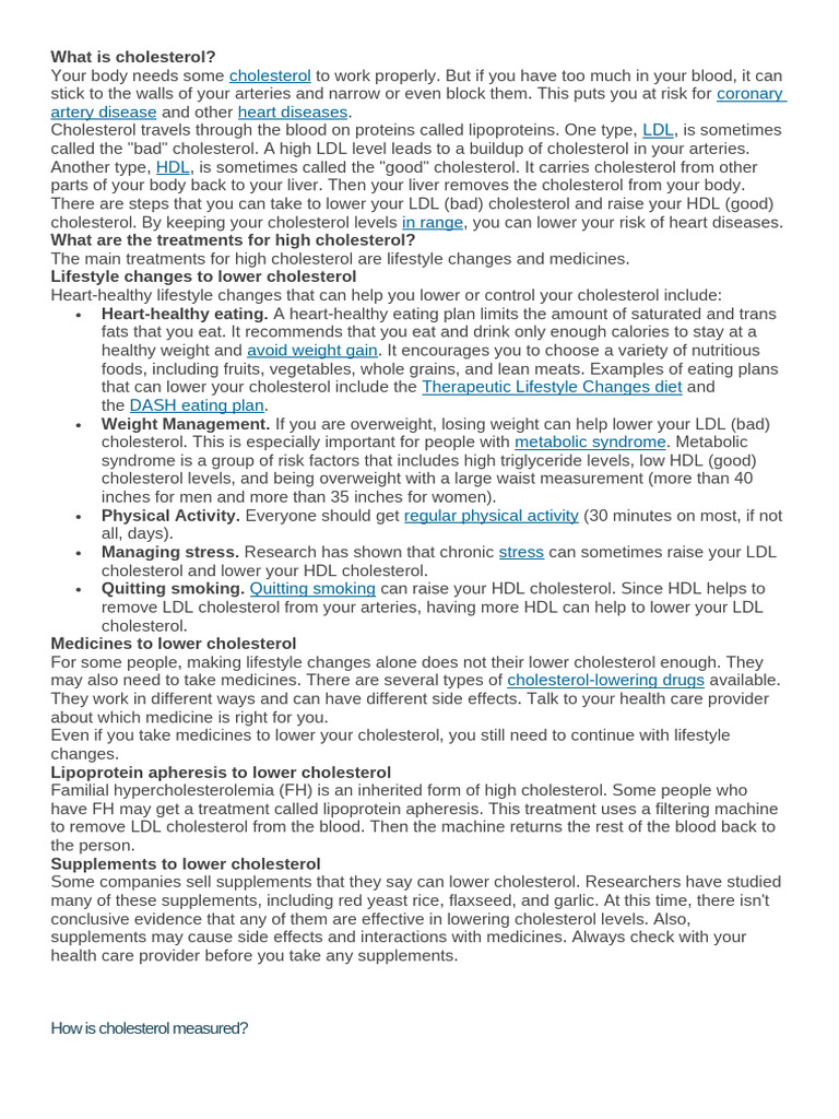 Cholesterol Managing | PDF | Fat | Cholesterol