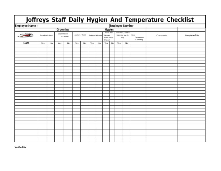 Daily Staff Hygien Checklist | PDF