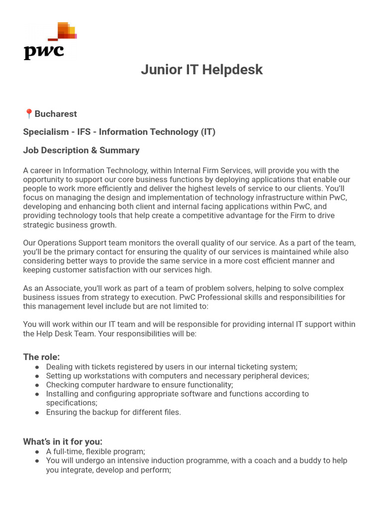 Junior IT Helpdesk | PDF | Computing
