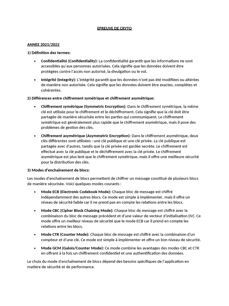 Concepts clés de la cryptographie 2021 | PDF | Public-key cryptography ...