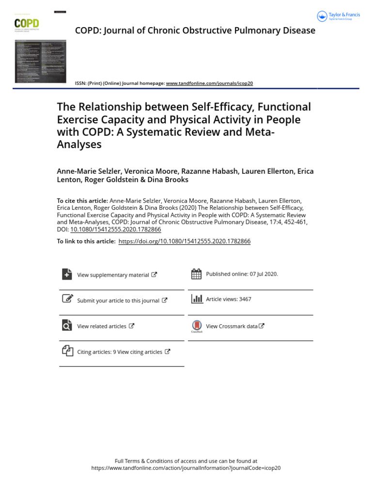 The Relationship Between Self-Efficacy Functional Exercise Capacity and ...