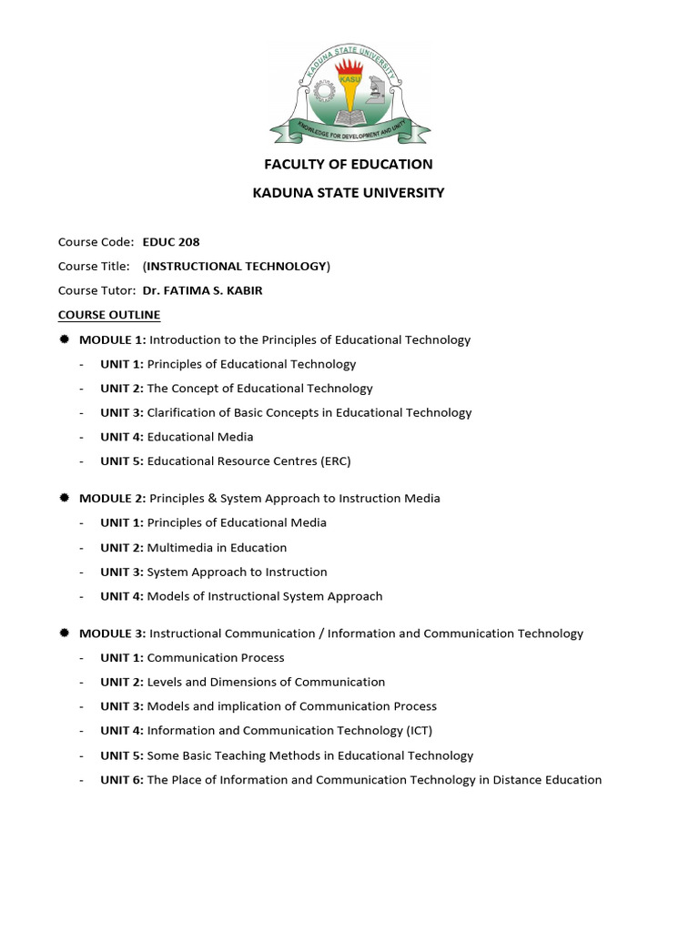 Educational Technology Course Outline | PDF | Educational Technology ...