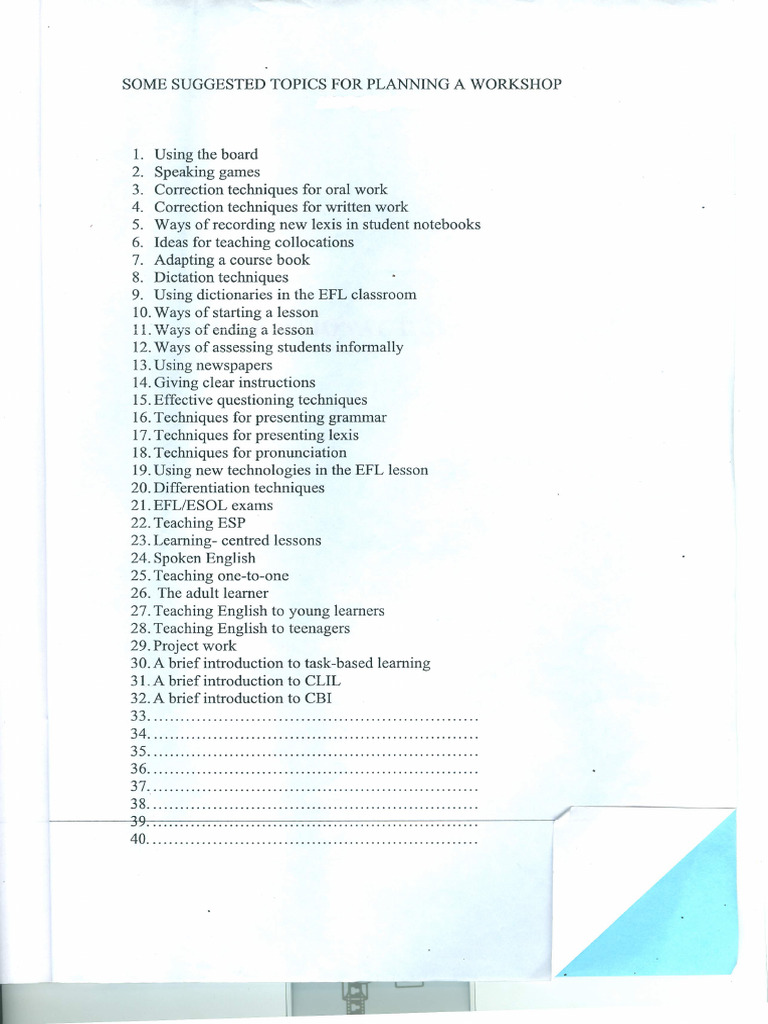 Suggested Topics For PD Workshops | PDF
