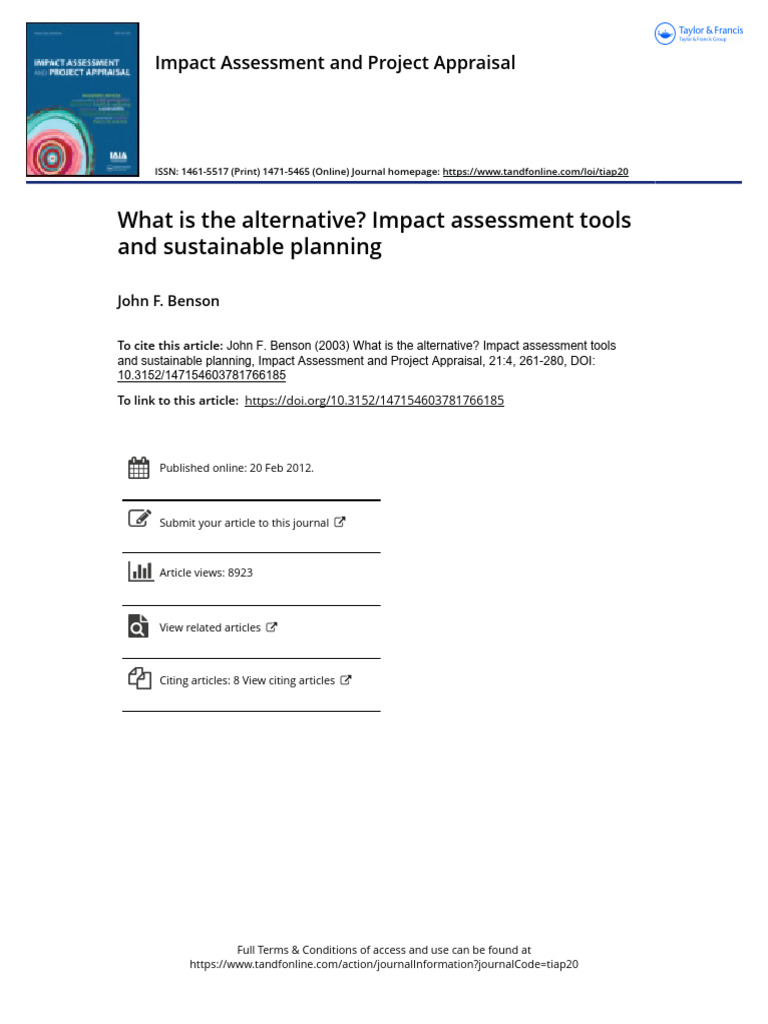 What Is The Alternative Impact Assessment Tools and Sustainable ...