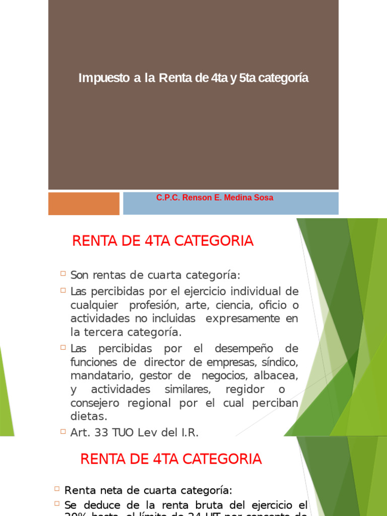 03 Impuesto A La Renta de 4 y 5ta Categoria | PDF | Business