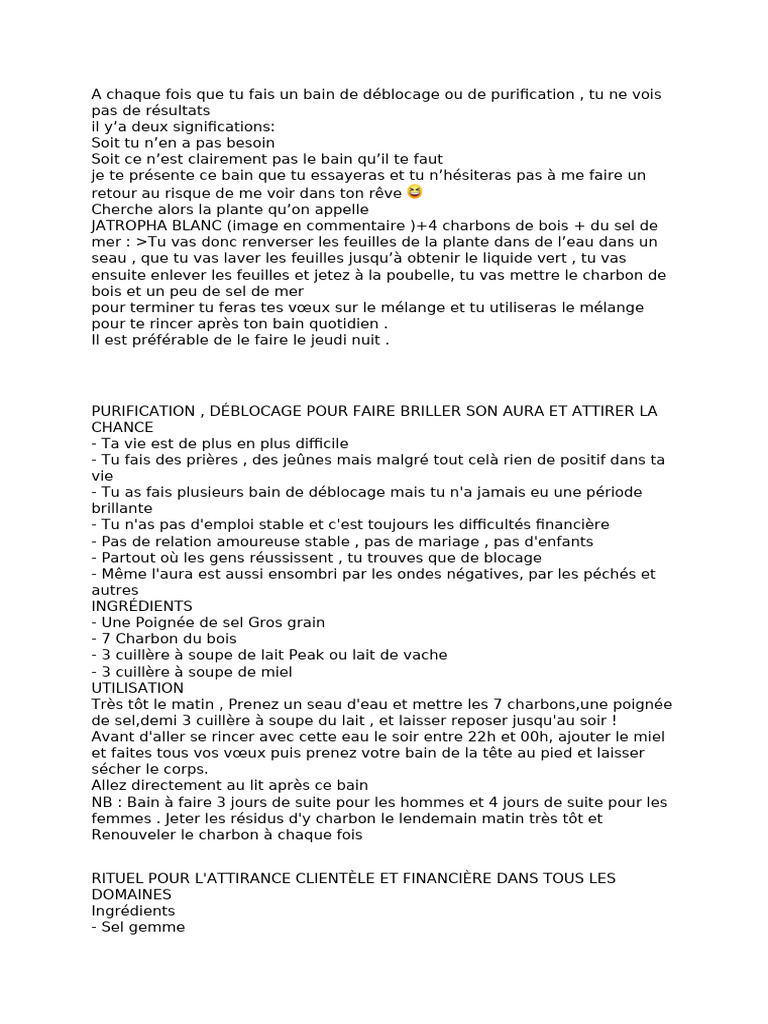 Bain de déblocage et purification spirituelle | PDF