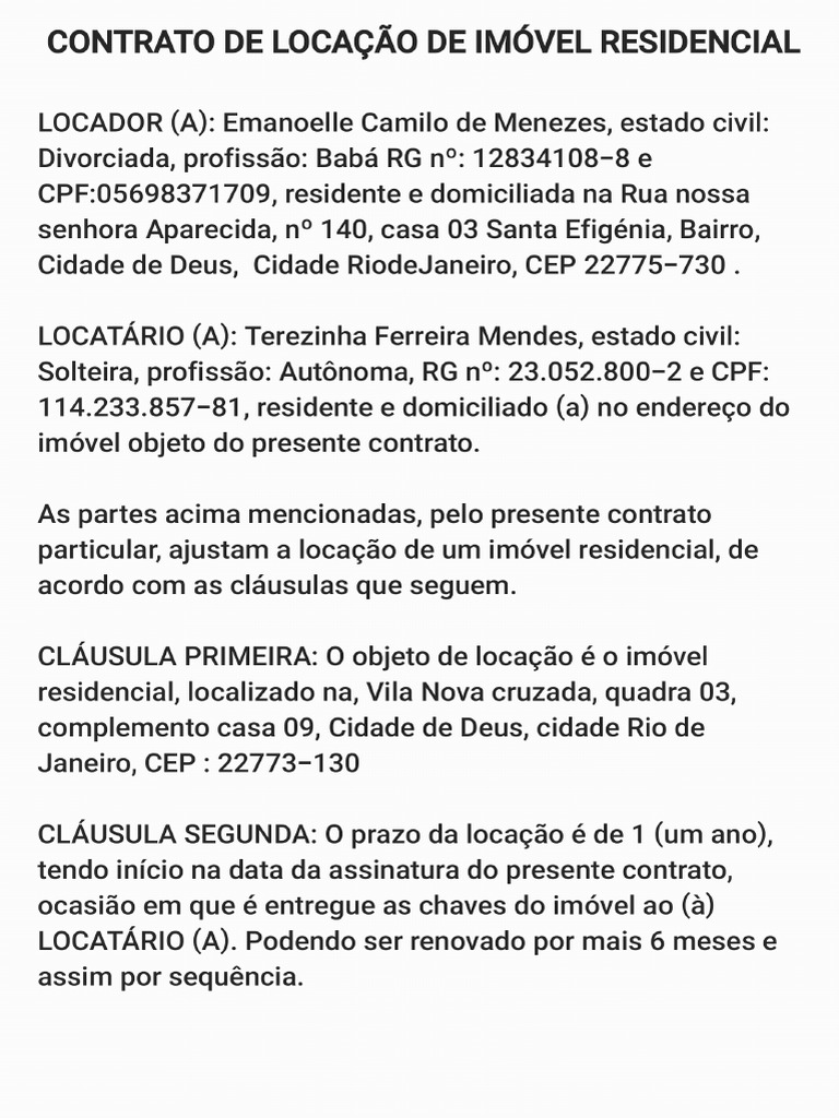 Contrato de Locação Editável | PDF