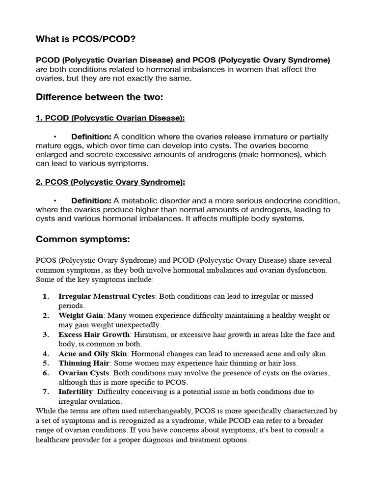 PCOS:PCOD | PDF | Polycystic Ovary Syndrome | Clinical Medicine