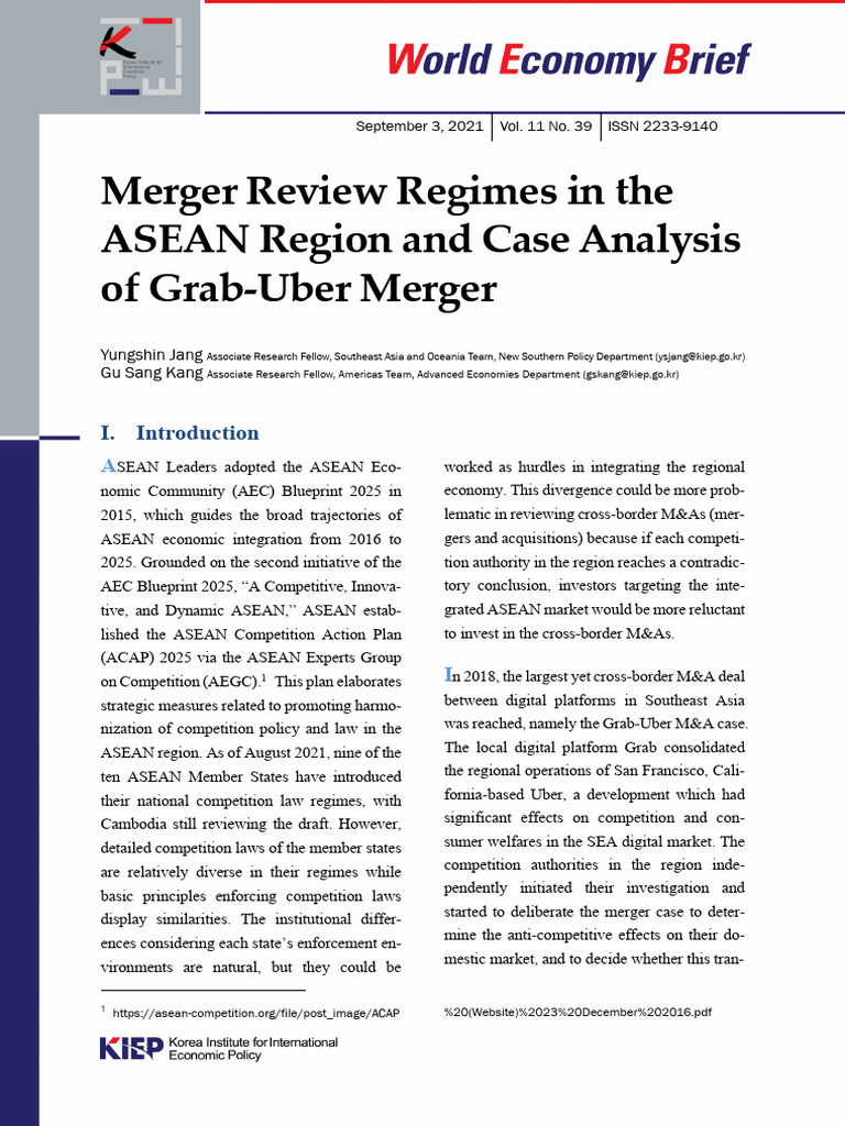 ASEAN Merger Review: Grab-Uber Case | PDF | Elasticity (Economics ...