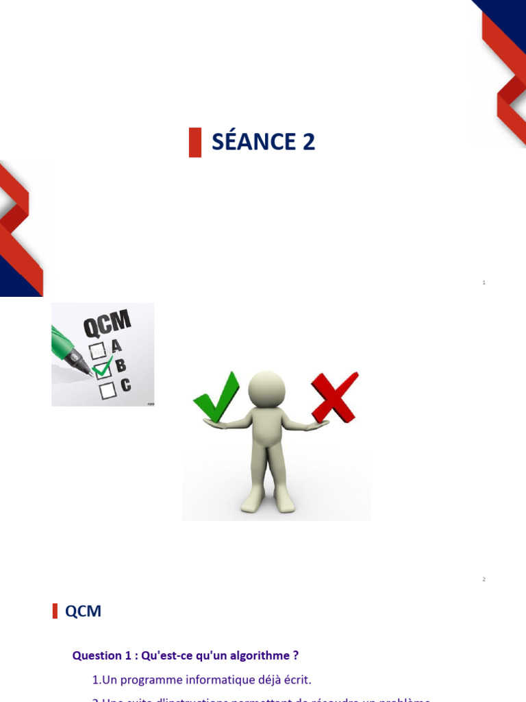 Introduction à l'algorithmique et QCM | PDF | Programmation ...