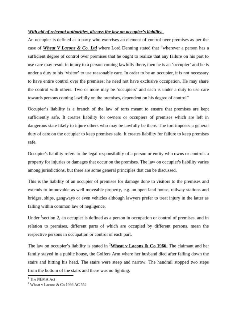 Tort Law Pdf Duty Of Care Legal Liability