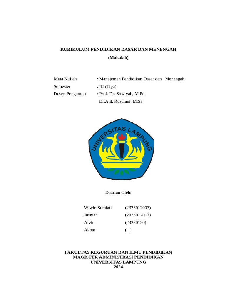 Kurikulum Pendidikan Dasar dan Menengah | PDF